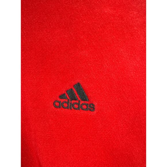 Adidas Hoodie Sweatshirt Mens Red Y2K Vintage Pullover 3 Stripes Size Medium - Picture 3 of 6